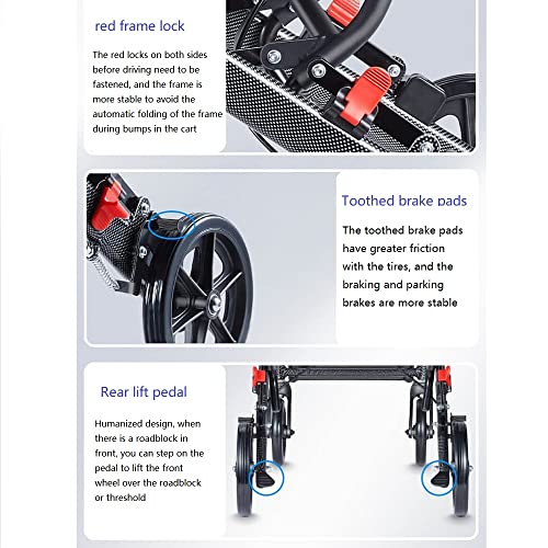 Maisue Ultralight Transport Wheelchair - Portable Folding Stand Up Wheelchair With Handbrake - Senior Airplane Travel Wheelchair (Included Bag) #TOP6