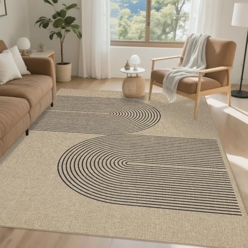Arvenchy Easy Jute Rug 8x10: Indoor Outdoor Natural Boho Area