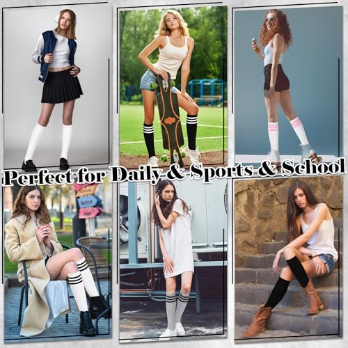 Olreco 3 Pack Womens Knee High Socks for Women Knee Socks for Women Long Sock Woman Tube Sock Halloween Accessories Cotton3