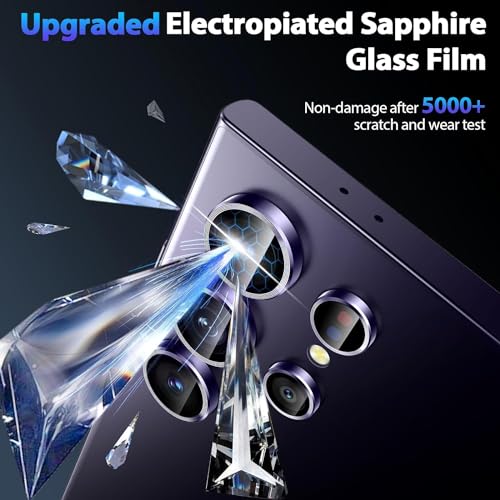 Image of V MOBITE Camera Lens Protector Compatible with Galaxy S24 Ultra | 9H Tempered Glass Camera Lens Guard | HD Clear Scratch Resistant Lens Cover | Case Friendly | Easy Installation violet