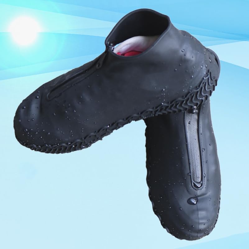 Cubiertas para calzado antideslizantes HANABASS, 1 par, impermeables, protectoras, para exteriores, color negro, tamaño 28.5x17.5 cm miniatura 4