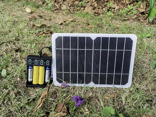HUI YINGC Solar Power Charger with 5 Watt Portable Solar Panel for 1.2V AA & AAA Household Rechargeable Batteries, with 5 Watt Solar Panel and 4-Bay USB AA & AAA Charger