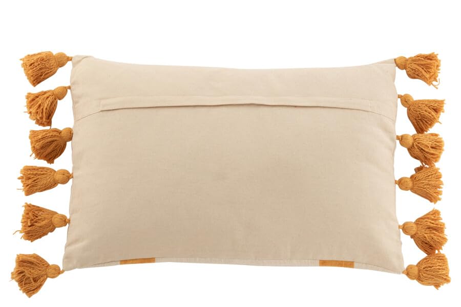Coussin jaune à pompons et rayures avec rembourrage confortable 60x40 - 2