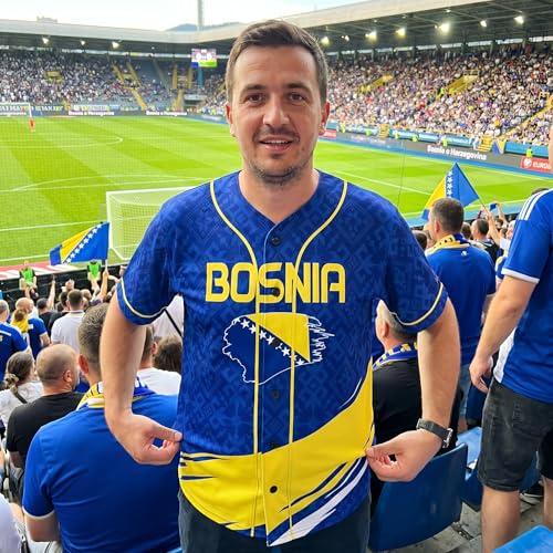 Custom Bosnia and Herzegovina Baseball Jersey - Camiseta deportiva personalizada del equipo orgullo bosnio con nombre y número miniatura 2