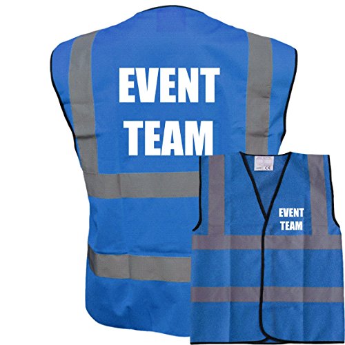 Event Team Blue Hi Vis Viz Safety Vest Waistcoat, Reflective High Visibility Work Wear, Events, large