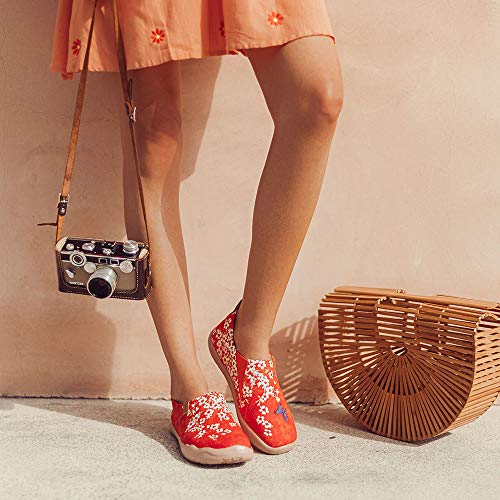 Uin Blossom Women's Fashion Floral Art Sneaker Painted Canvas Slip-On Ladies Travel Shoes (Sakura, 10.5) #TOP4