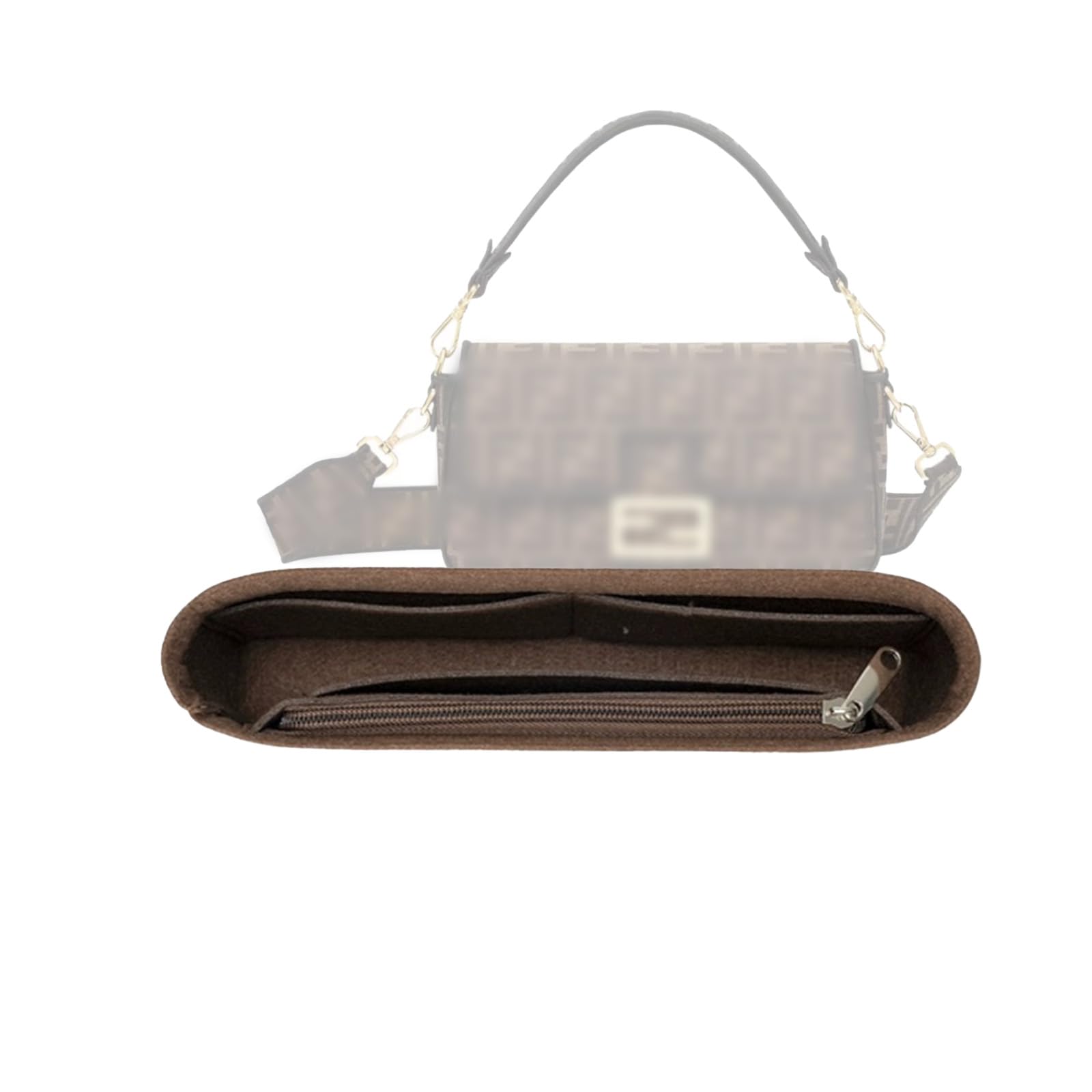 Lckaey Felt purse organizer for FENDI baguette bag insert for fendi Handbag baguette Organizers Y090coffee-M