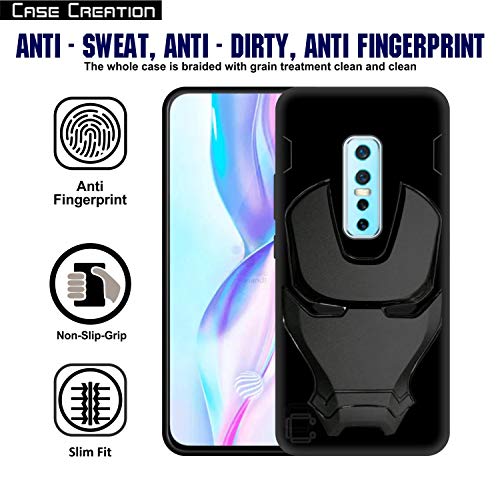 Image of COVERLY Official 3D Touch Feel Trending Avengers Logo Mask Soft Rugged Grip Silicone Iron Man Super Power Cartoon Movie Engraved Silicone Matte Back Cover for Vivo V17 Pro / V17Pro -HD Avenger Black