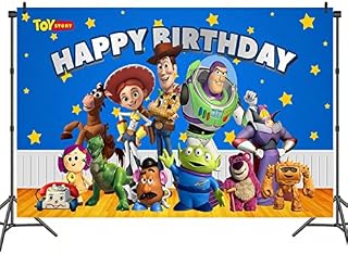 Miotlsy Toy Story Birthday Fabric Banner Backdrop, Toy Story Party Decorations Birthday Party Photo Background Decoration Props for Kids Baby Shower Photography Background