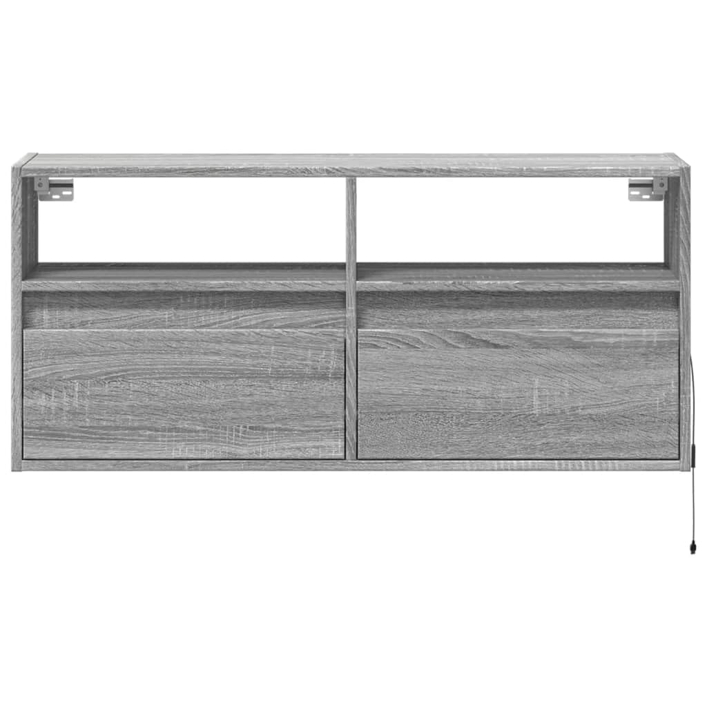 vidaXL Mobile TV a Parete con Luci LED Grigio Sonoma 100x31x45 cm