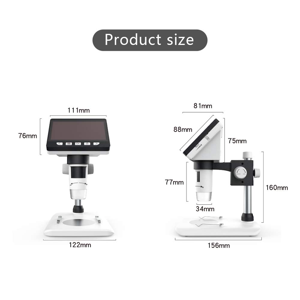 Microscopio Digital LCD Portátil De 4,3 Pulgadas, Microscopio De Escritorio USB De 1000 Aumentos, Soporte Led Ajustable, Batería De Litio, para Niños, Laboratorio, Joyerí