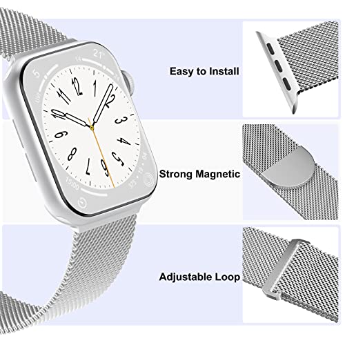 Image of 3 Pack Mesh Metal Magnetic Compatible with Apple Watch Bands Women Men | Stainless Steel Loop Strap for iWatch Band 38mm 40mm 41mm 42mm 44mm 45mm 46mm 49mm Series 11 /10 /9 /8 /SE /7 /6 /5 /4 /Ultra 3 2 1