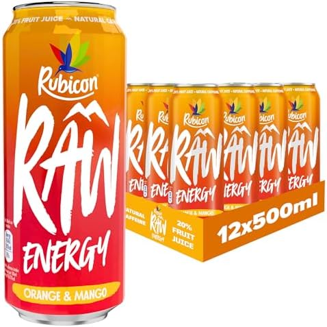 Rubicon Raw Orange Mango Energy Drink, 12 Pack, 500ml Cans