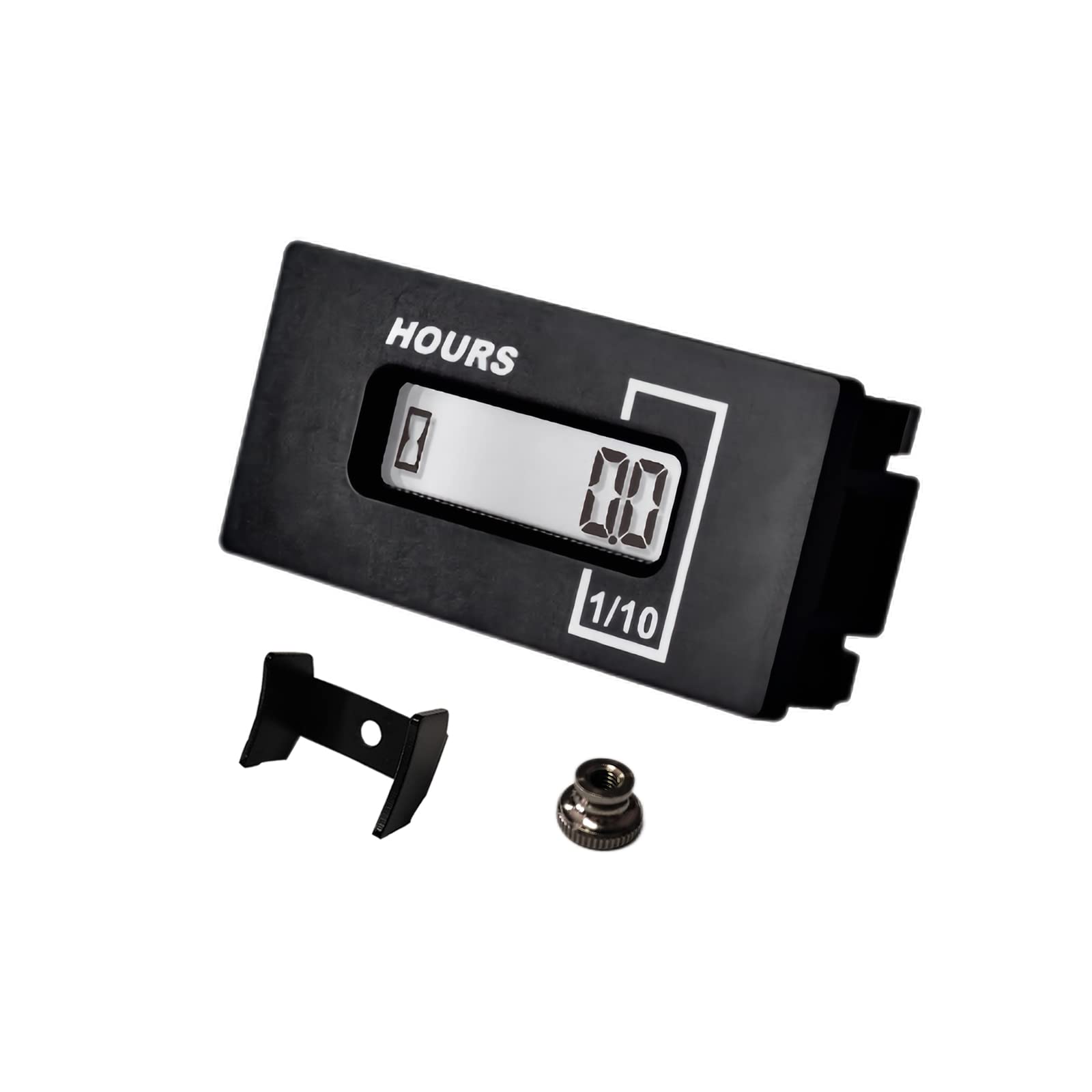 HonorMeet Digital LCD Hour Meter,Volt.AC 8V to 85V,DC 6V to 60V, Hours Counting for Maintenance,Works on Lawn Mower Log Splitter Club Car Go-Kart Scrubber Machine Electric Car. (with Fixed Support)