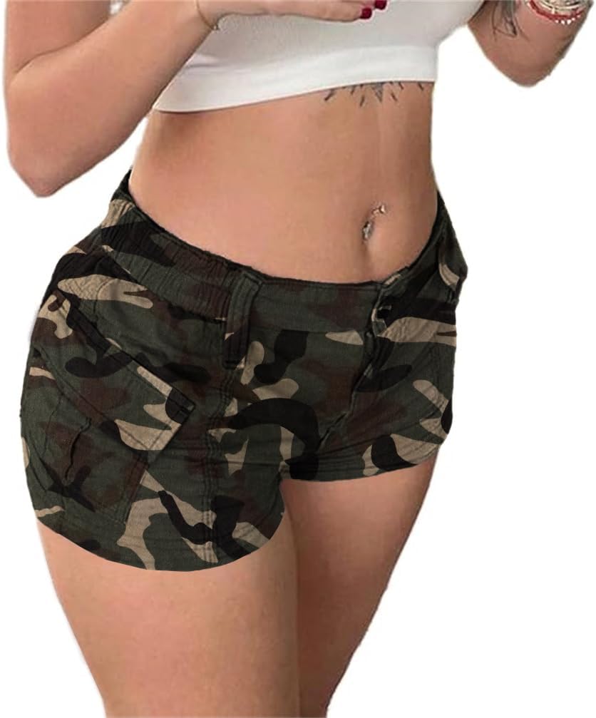ONLYSTORY Womens Cargo Shorts Summer Y2k E-Girl Slim Fit Elastic Waist Cargo Shorts for Harajuku Streetwear
