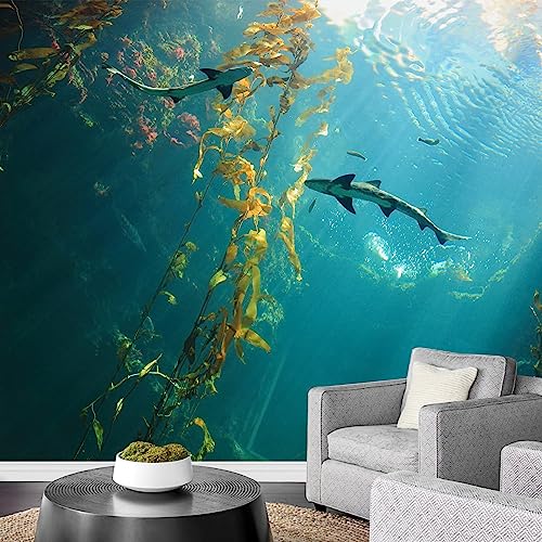 ZocKz Undersea Scenery Wall Decals, Underwater Plants Wallpaper,3D Background Wall Eco Friendly for Children Room Living Room Bedroom Hotel Office Study Sofa TV Background Decor 138''Wx96''L-Silk