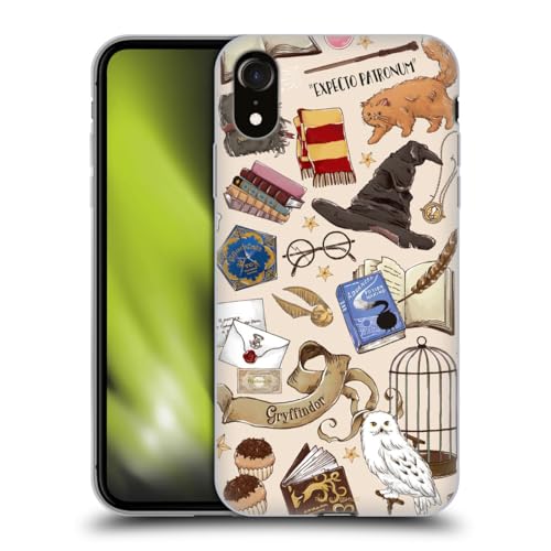 Head Case Designs Officially Licensed Harry Potter Hogwarts Pattern Deathly Hallows XXXVII Soft Gel Case Compatible With Apple iPhone XR