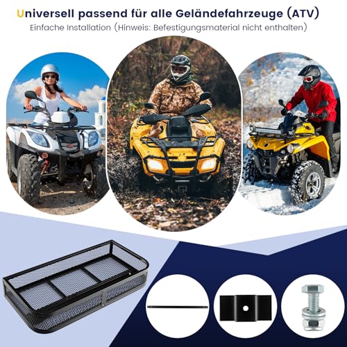 COSTWAY ATV-Frontladekorb, Frontgepäckkorb, Gepäckträgerkorb, ATV/UTV-Zubehör-Aufbewahrungskorb, ATV-Laderaumbox, 92 x 44 x 16,5 cm