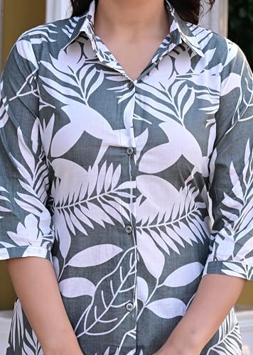 Image of LABEL ADRIJA Floral Print Pure Cotton Tunic Shirt Pant Cord Set Kurta Pant Set for Women