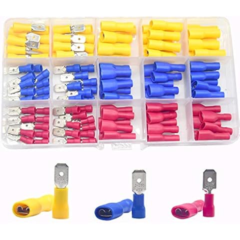 CEEYSEE 120Pcs Insulated Female Male Spade Connector Quick Splice Wire Terminals Wire Crimp Connectors Set(PSZ) Cover
