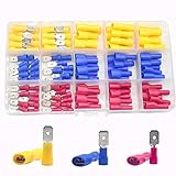 CEEYSEE Kabelschuhe x 120 -Männlich/Weiblich Kabelstecker Flachsteckhülsen - Isolierte PVC Quetschverbinder - für 0.5-6 mm² Kabel Rot,Blau,Gelb (DPSZ)