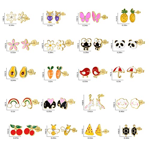 Syoschl 24 Pairs Hypoallergenic Earrings For Little Baby Girls Toddler Kids Children Stud Earrings Sets For Teen Girls S925 Posts Sensitive Ears Nickel Free #TOP5