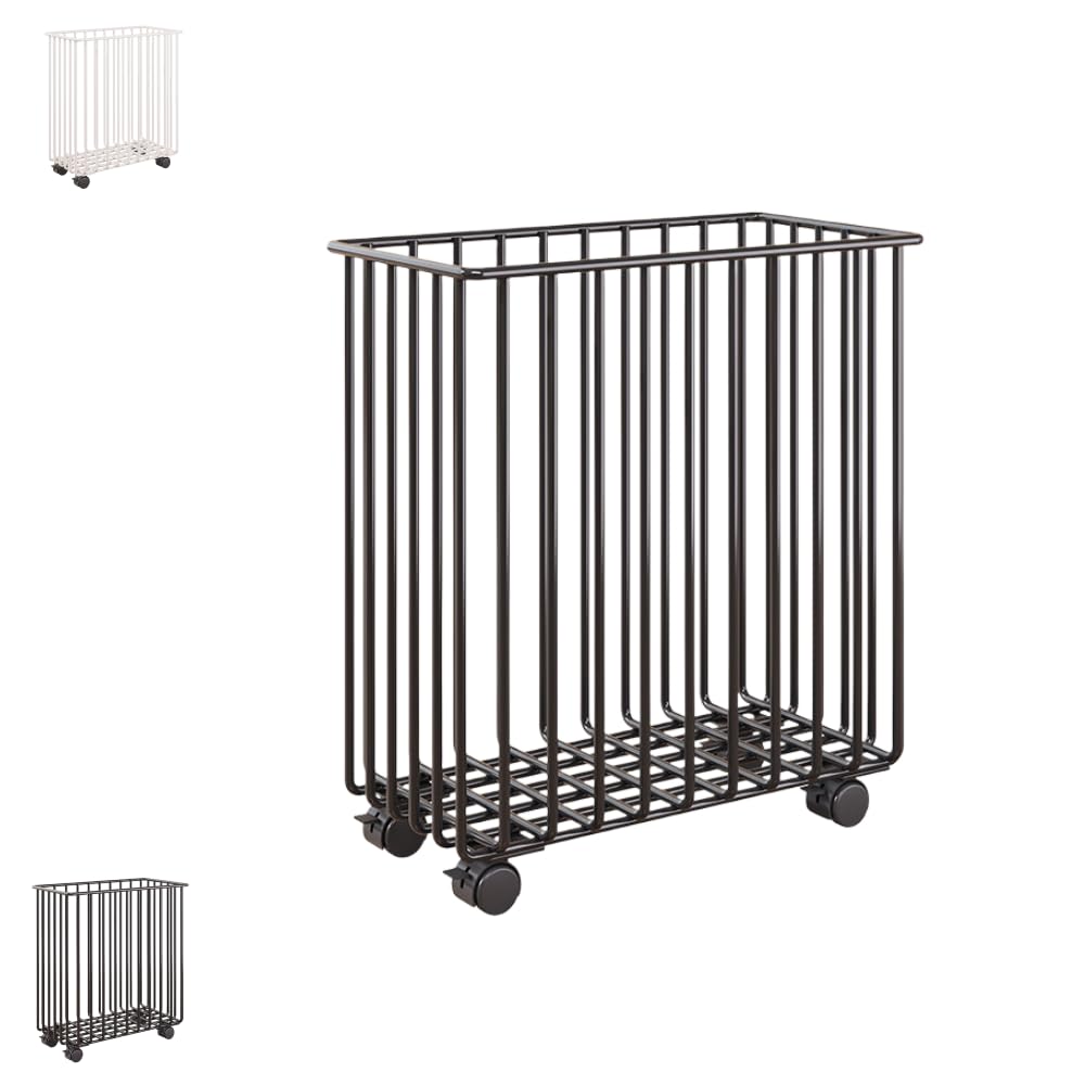 Zekonoランドリーバスケット 洗面・脱衣所用設備 ランドリー収納 洗濯かご 金属ランドリー キャスター付き バスルーム 寝室 寮 ランドリールーム ランドリーボックス 収納 (ブラック)