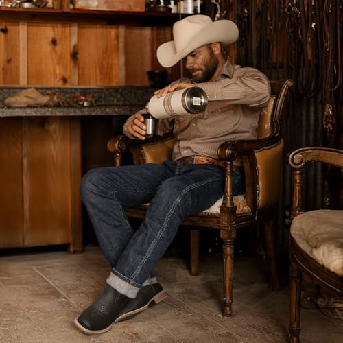 Image of Lumeheel Cowboy Boots for Men - Western Men's Boots with Classic Embroidered, Slip on Square Toe Boots, Slip Resistant Country Boots Chunky Heel Ankle, Durable Short Boots for Spring Fall