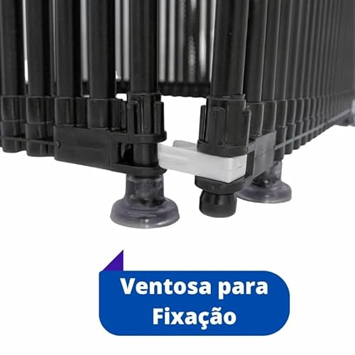 Kit com 2 Módulos 80 cm de PVC para Cercado de Pets, Multiuso, com Ventosas Antiderrapantes, Preto