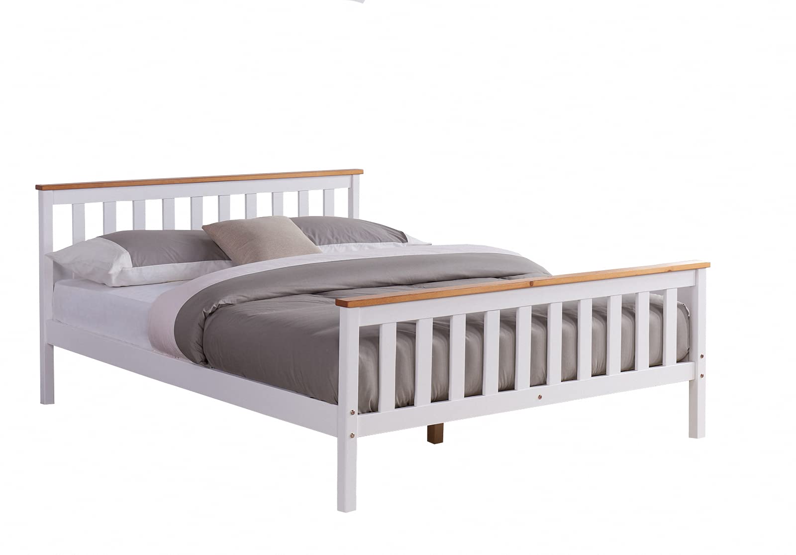 Buy White Wood Bed Frame with Oak Finish Headboard & Footboard in Range