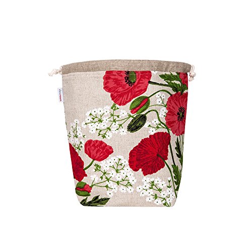 Sac à pain pour la conservation et corbeille à pain en un seul produit, à partir de toile de lin pur, respirant et décoratif 30 cm x 34 cm. 40° coquelicots et nature Cover