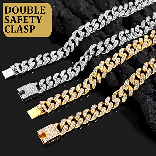 Image of Cuban Link Dog Collar Gold Silver Color Metal Dog Chain Collar Cuban Diamond Chain Pet Collars for Dogs Cats Jewelry 8 /10 /14 /16 /18 /20 /24 /28 Inch (28inch, Silver)