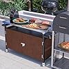 Outdoor grill table with stainless steel tabletop rolling bar serving cart with wheels movable food bbq prep table pizza oven stand wooden storage cabinet kitchen island cart  urban country home decor