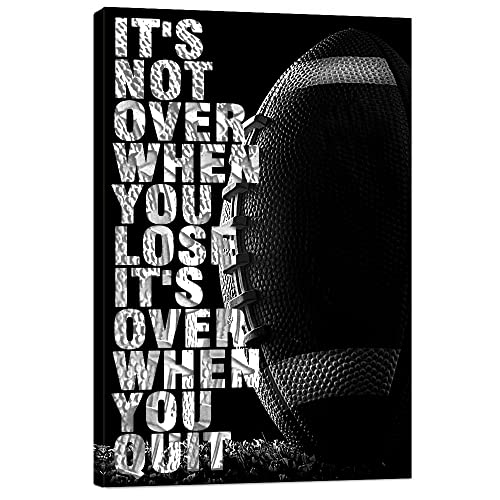 Football Quotes It's Not Over When You Lose It's Over When You Quit Inspirational Canvas Wall Art...