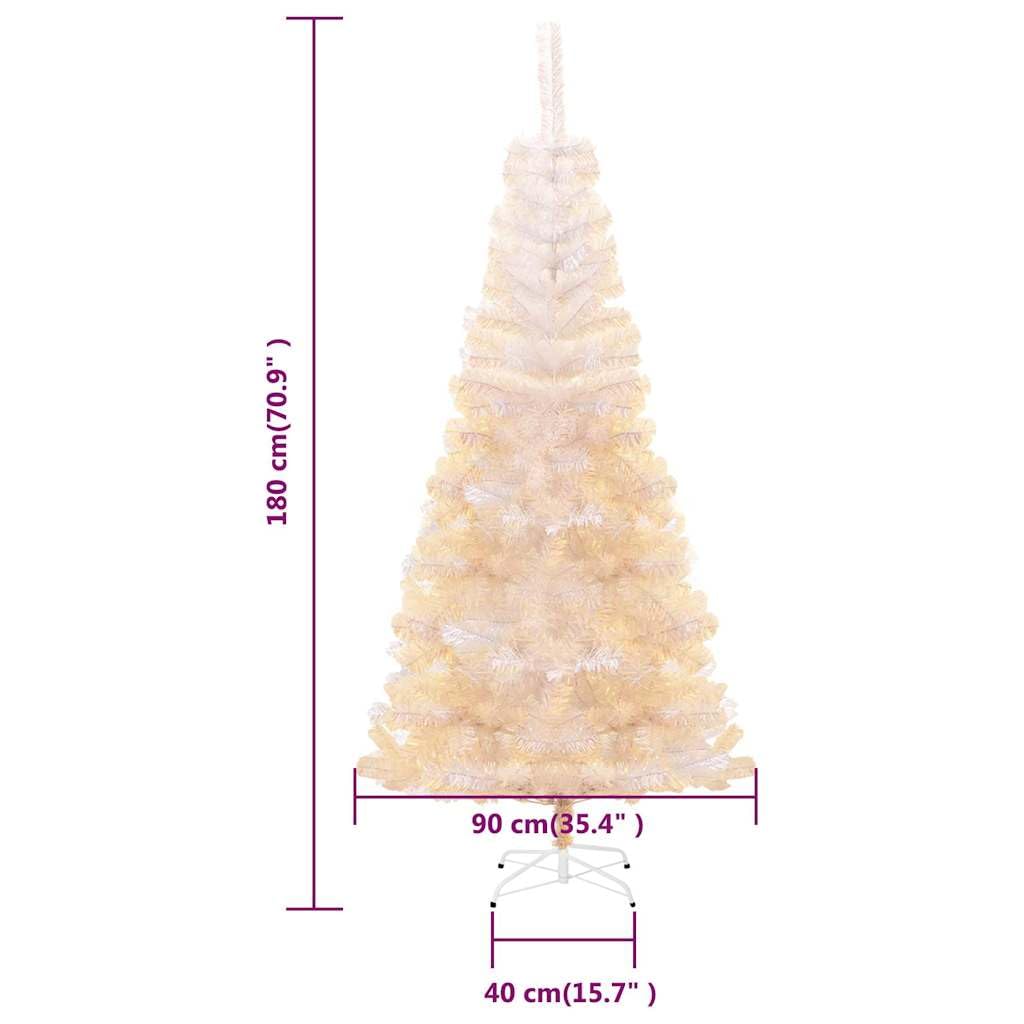 Sztuczna choinka z opalizującymi końcówkami 180 cm PVC biała