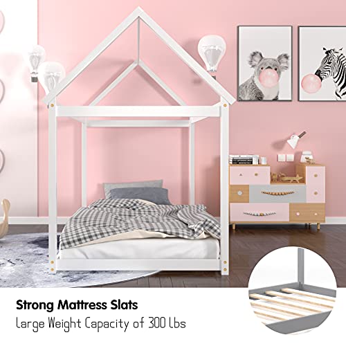 Costzontwinhousebedframestablewoodkidsplatformfloorbedwroofheavydutyslatsnoboxspringneededfreelydiykidsbedfortoddlersteensboysgirlswhite Urban Country Home Decor Costzon twin house bed frame stable wood kids platform floor bed wroof heavy duty slats no box spring needed freely diy kids bed for toddlers teens boys girls white urban country home decor