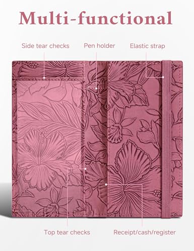 Image of Zreal Checkbook Cover for Men & Women Snakeskin Pattern, Wine Red, 7.0 x 3.5 x 0.35 inches, Minimalist