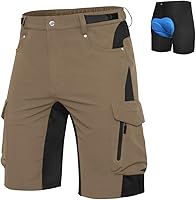 Hiauspor Ally Men's 4D Padded Mountain Bike Shorts - Baggy Cycling Shorts with 6 Pockets, Quick-Dry & UPF50+