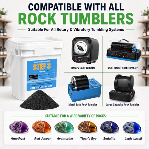Image of KomeStone 5LB Rock Tumbler Grit Step 3 Refill - Fine 600 Silicon Carbide Pre-Polish Grit, Ideal Follow-Up to Step 2, Compatible with Any Rotary & Vibratory Tumblers, Brings Out Natural Color & Shine
