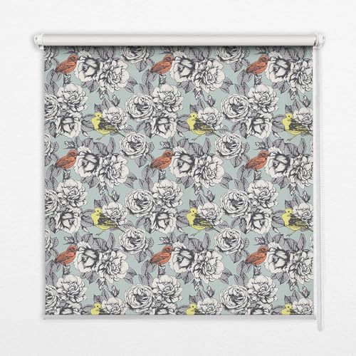 Store enrouleur fleurs blanc 60x180cm pour deco chambre zen