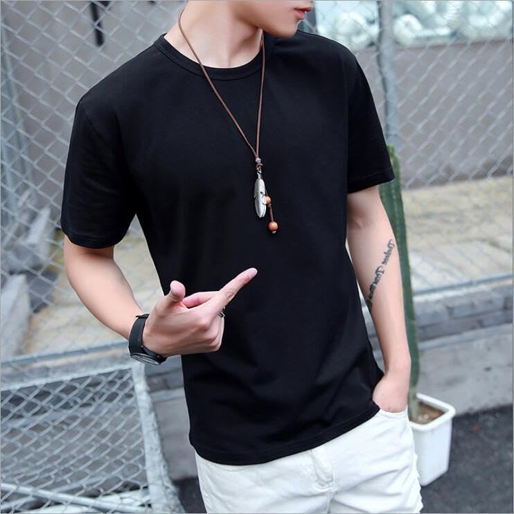 Mens T-Shirts, Short-Sleeved Base Shirt, Solid Color, Round-Neck, Loose, Large-Sized Casual top