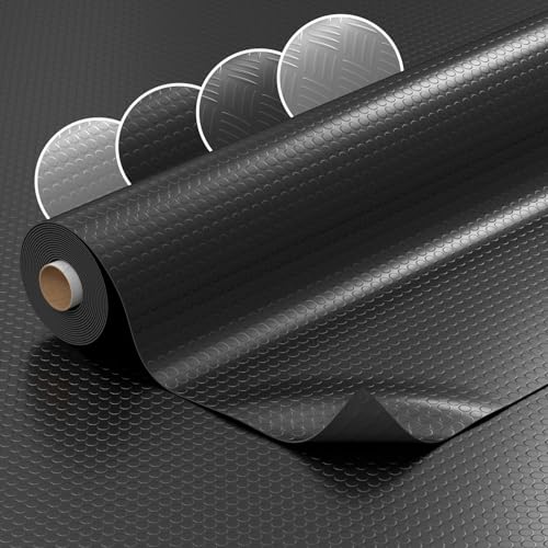 Revêtement de sol en PVC vendu au mètre à picots 1 mm - Tapis antidérapant à picots - Tapis ondulé à picots - Antidérapant - Noir - 340 x 140 cm