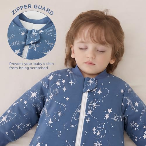 Image of Duomiaomiao 2.5 TOG Baby Sleep Sack 100% Cotton Winter Long Sleeve Baby Wearable Blanket, Super Warm Quilted Comfy Toddler Sleeping Sack