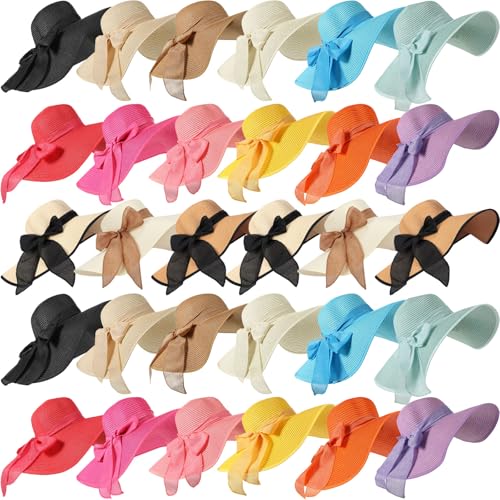 Gorro playero de paja con ala ancha para mujer miniatura 1