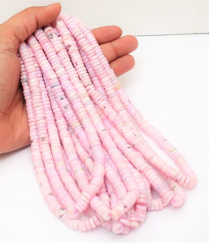 Perles lisses naturelles à pois rose clair 5mm 7mm fabrication de bijoux collier bracelet DIY