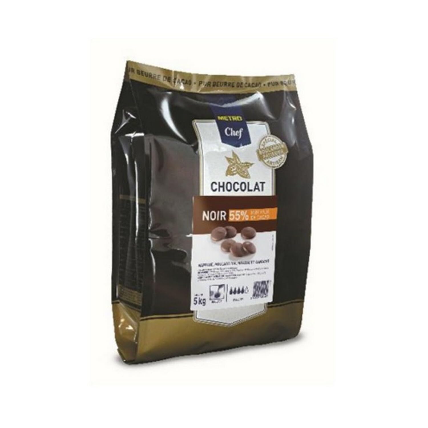 METRO Chef Chocolat noir de couverture 55% cacao en palets sachet 5 kg