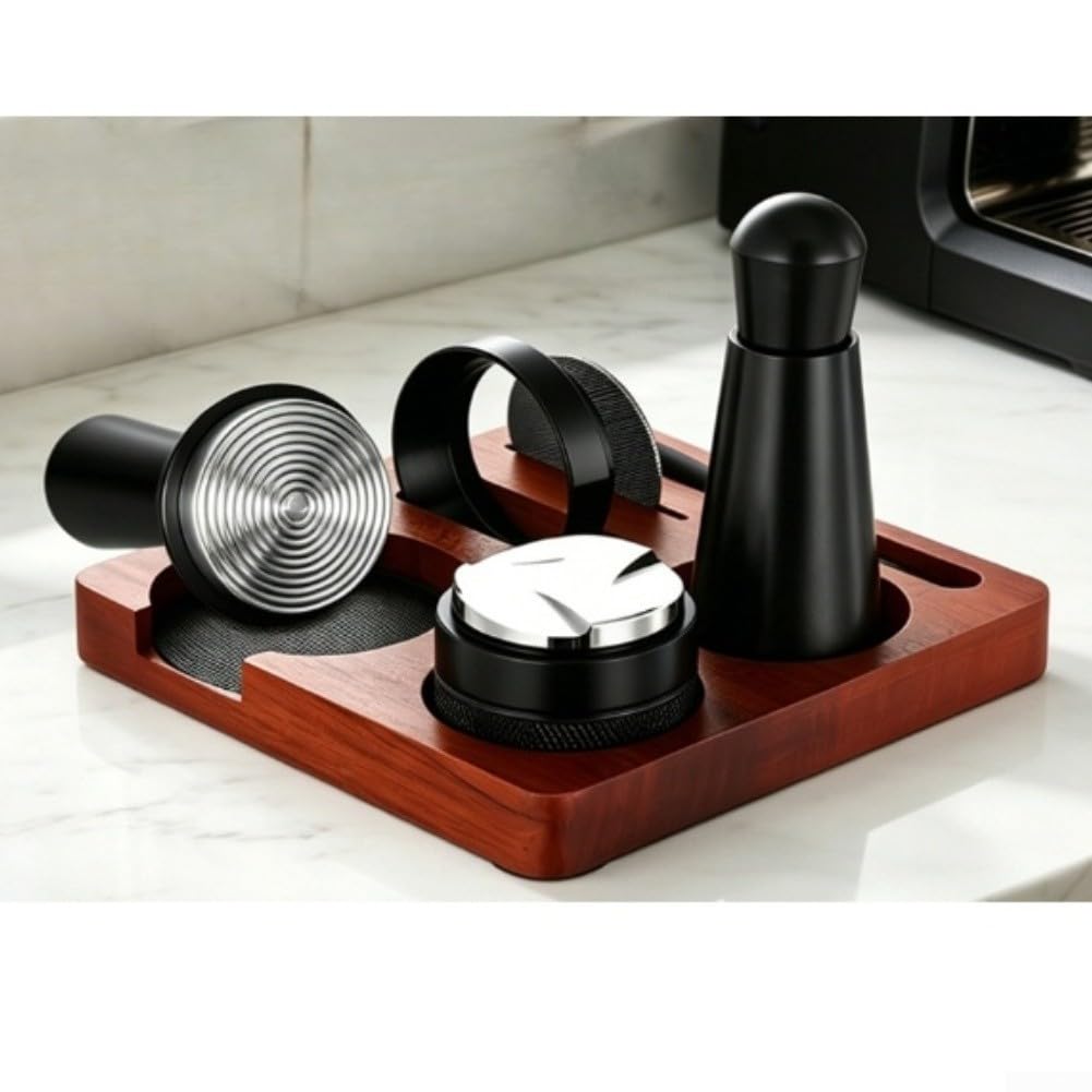 51mm 7-tlg Kaffeezubehör Set Tamper Station Dosing Ring