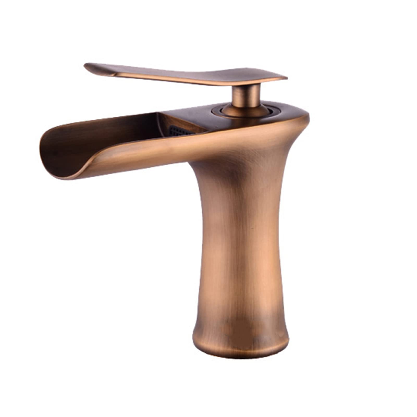 DFGHNBVC Bathroom Sink Faucet Waterfall, Brass, Hot And Cold Sink Mixer Tap Faucet, Single Handle Waterfall Bathroom Sink Faucets, Gold, Short,Faucets,Antique-Short