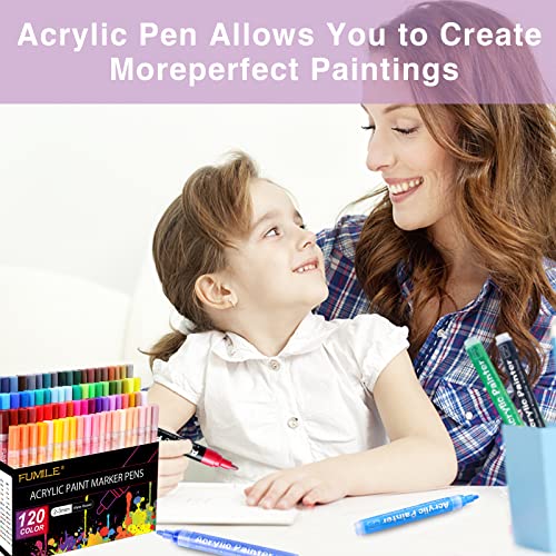 Fumile Acrylic Paint Pens,120 Colors Acrylic Paint Marker Pen Set Include Metallic Color(28Pcs),Blink Color(12 Pcs) And Normal Color(80Pcs). Ideal For Rock, Wood, Metal, Plastic, Glass, Easter Egg. #TOP5