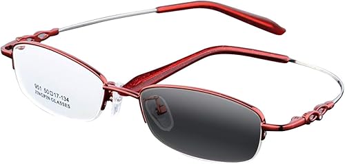 Miniatura 4 de Gafas de lectura fotocromáticas de titanio flexible grabado con medio marco para mujer UV 400